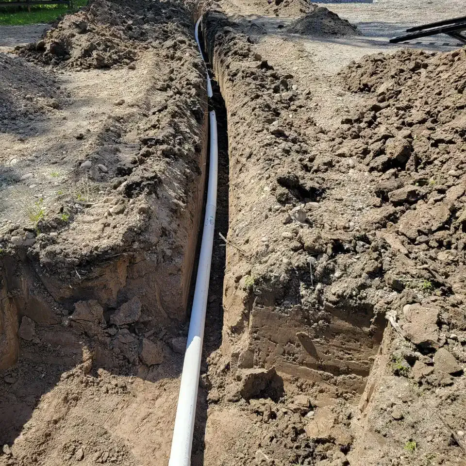 Trench with a water line